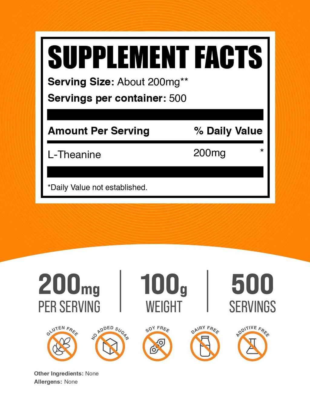L-Theanine Powder 200mg – 100g (3.5 oz) Pure & Gluten Free | BulkSupplements