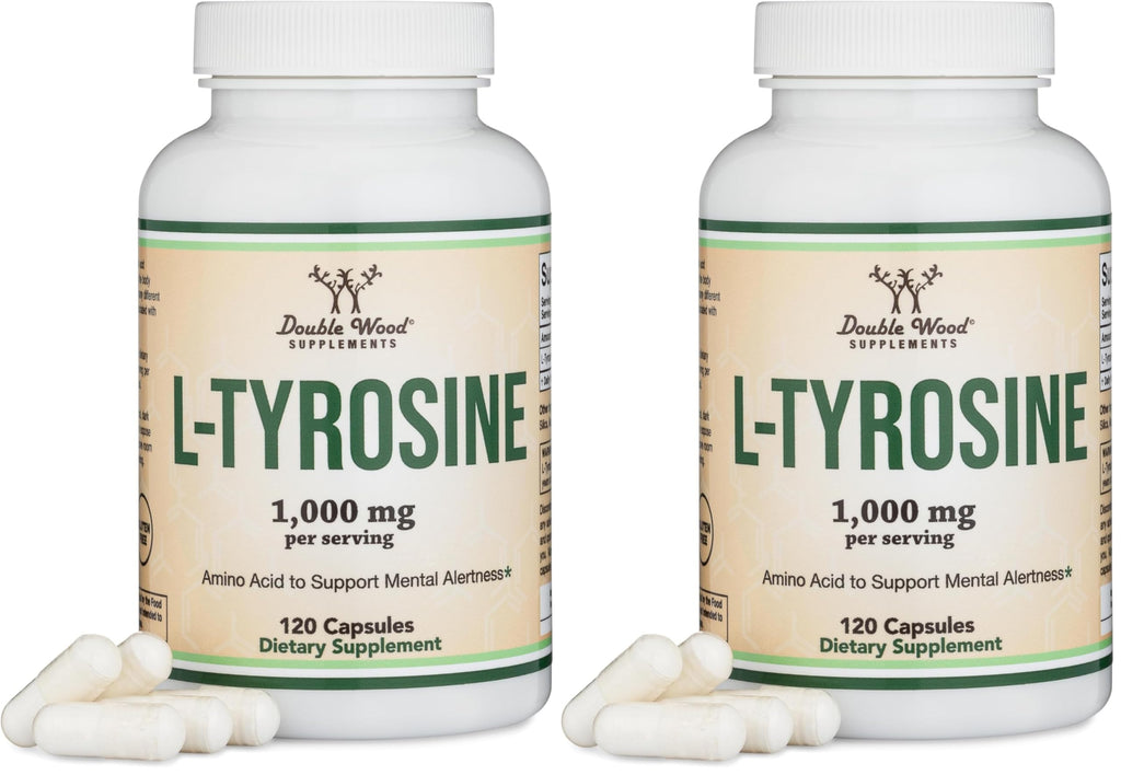 L-Tyrosine 1000mg per Serving – 120 Veggie Capsules (2-Pack) | Double Wood