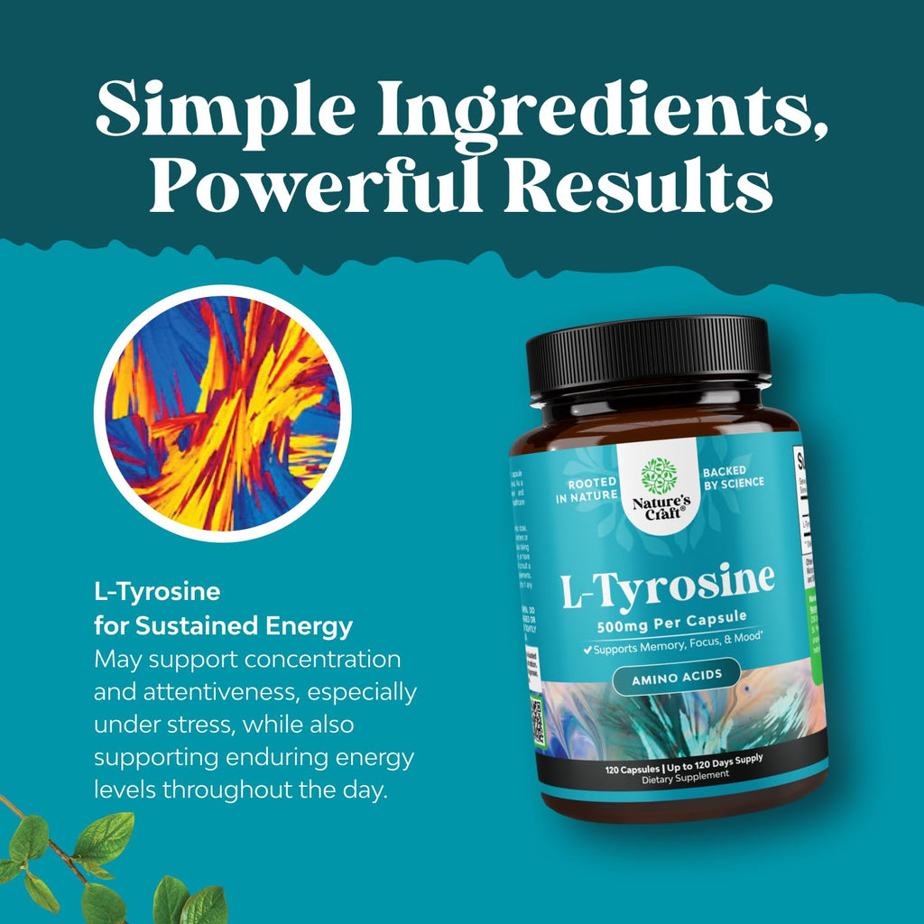 L-Tyrosine 500mg Capsules – High-Strength Nootropic for Mood, Focus & Mental Energy