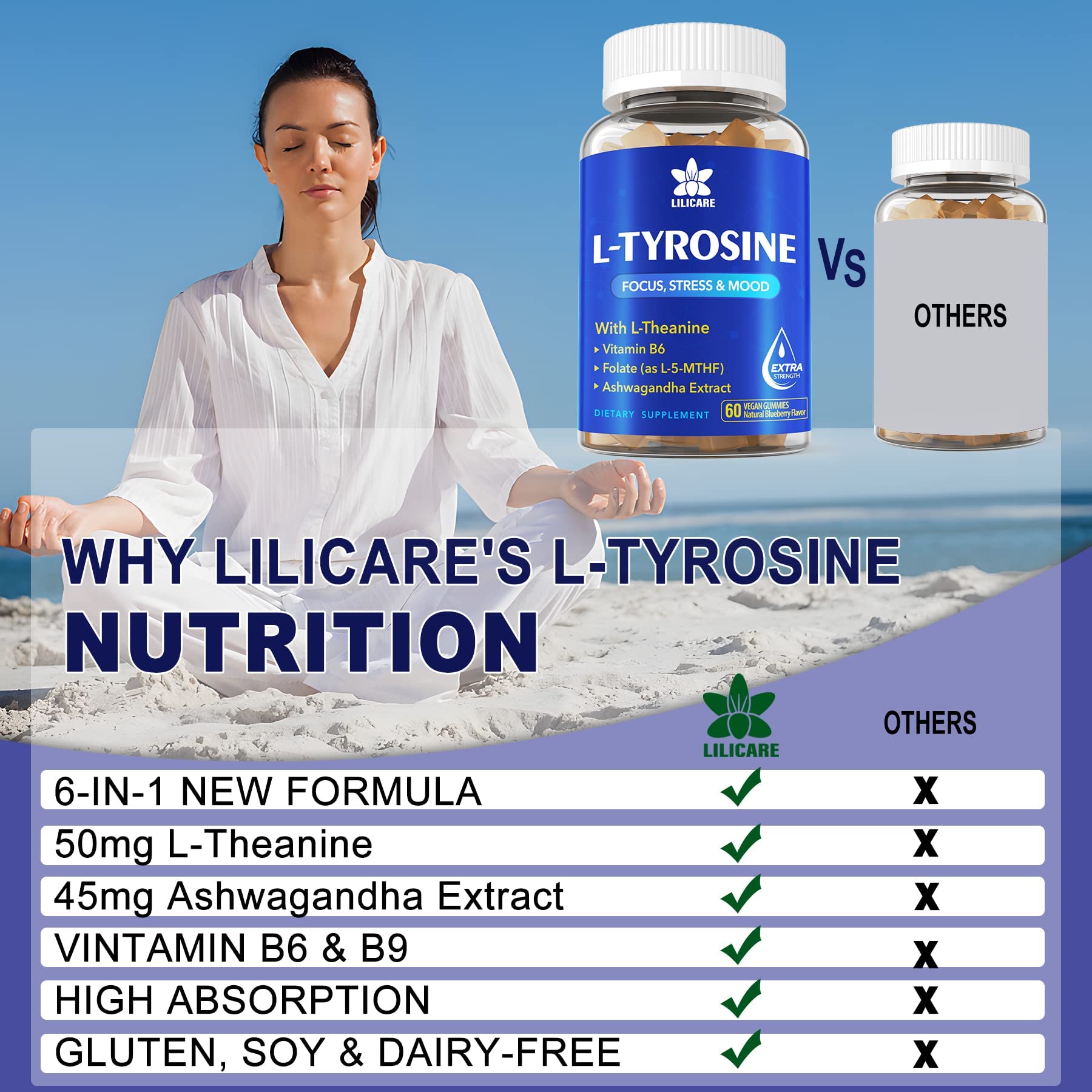 L Tyrosine Gummies 1100mg – Focus, Mood Support & Energy | 120ct