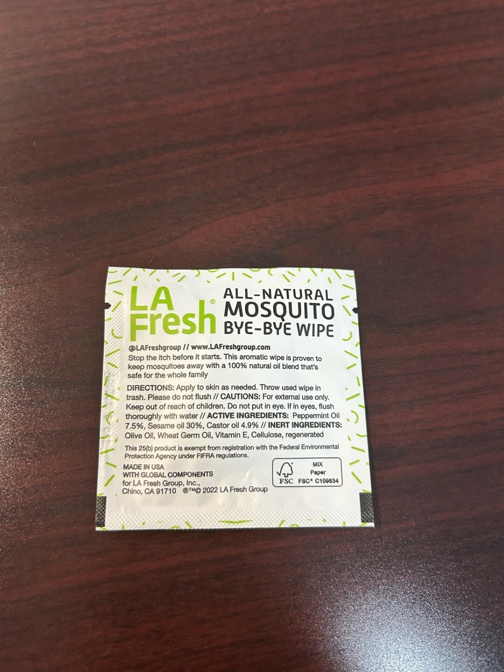 LA Fresh DEET Free Natural Mosquito Repellent Wipes – Long Lasting – Pack of 200