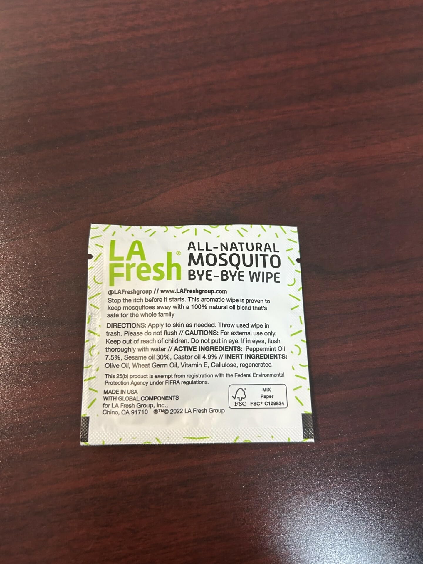 LA Fresh DEET Free Natural Mosquito Repellent Wipes – Long Lasting – Pack of 200