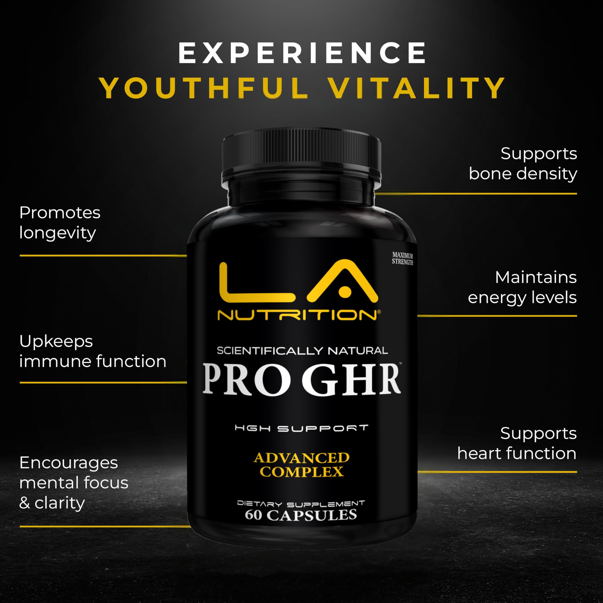 LA Nutrition HGH Supplements for Men & Women - Longevity & Immune Support - 60 Capsules