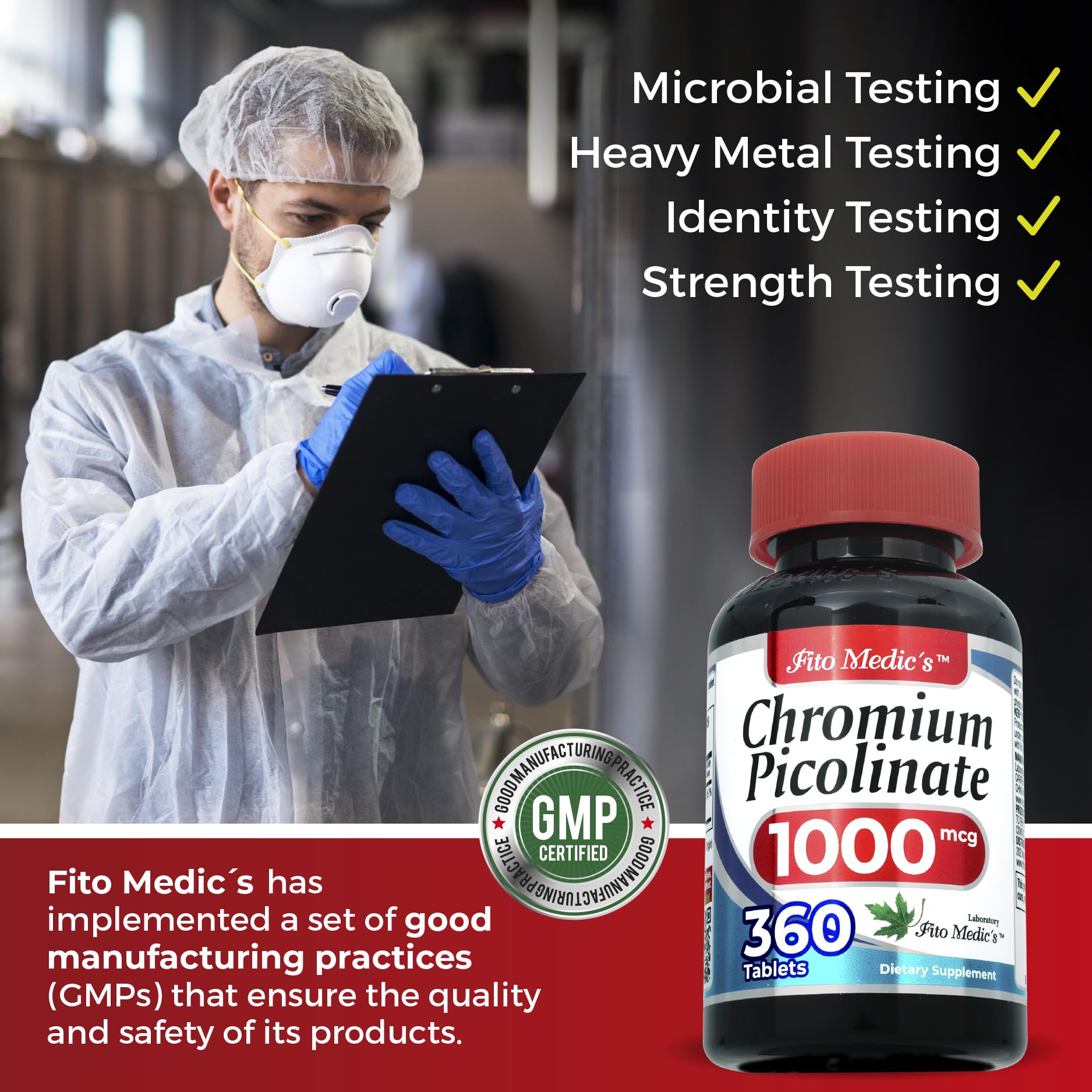 Lab | Chromium Picolinate 1000mcg - 360 Tab Pack (2 Bottles) | Ultra High Absorption | Chromium Supplements