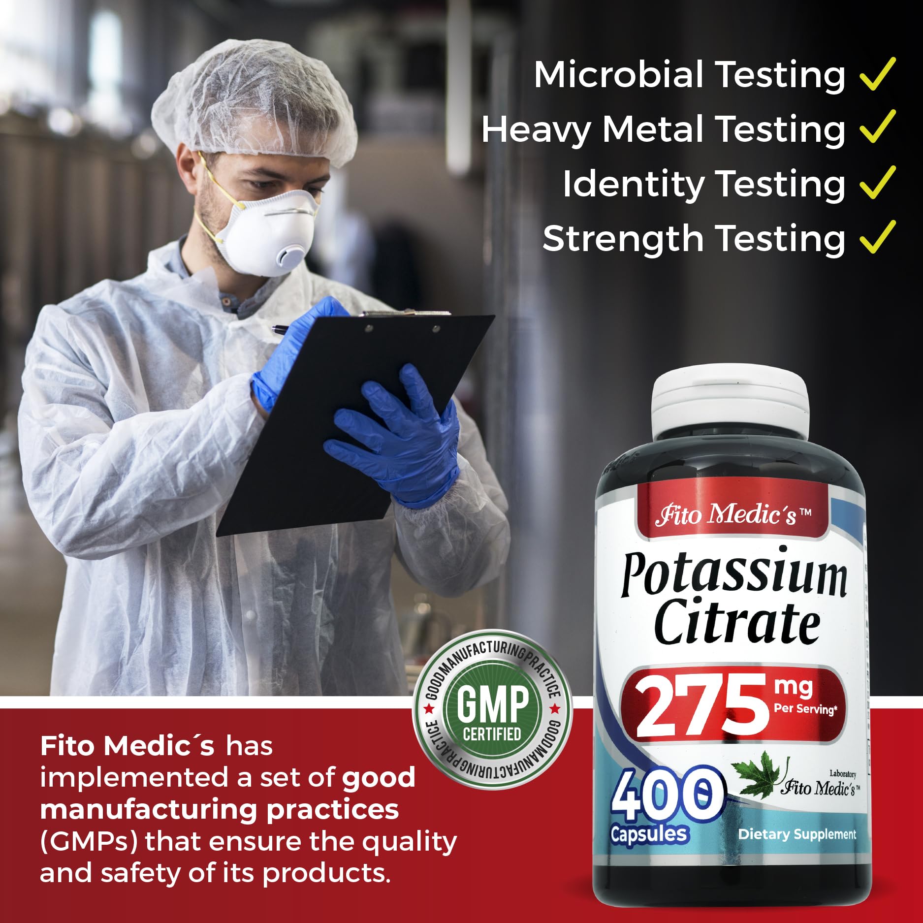 Lab Potassium Citrate | 400 Capsules (275 mg) | Ultra High Absorption | Pack of 2