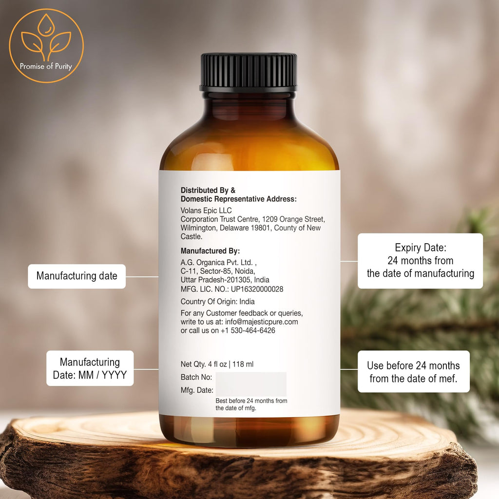 Majestic Pure Cedarwood Essential Oil with Glass Dropper – 100% Pure & Natural – 4 Fl Oz