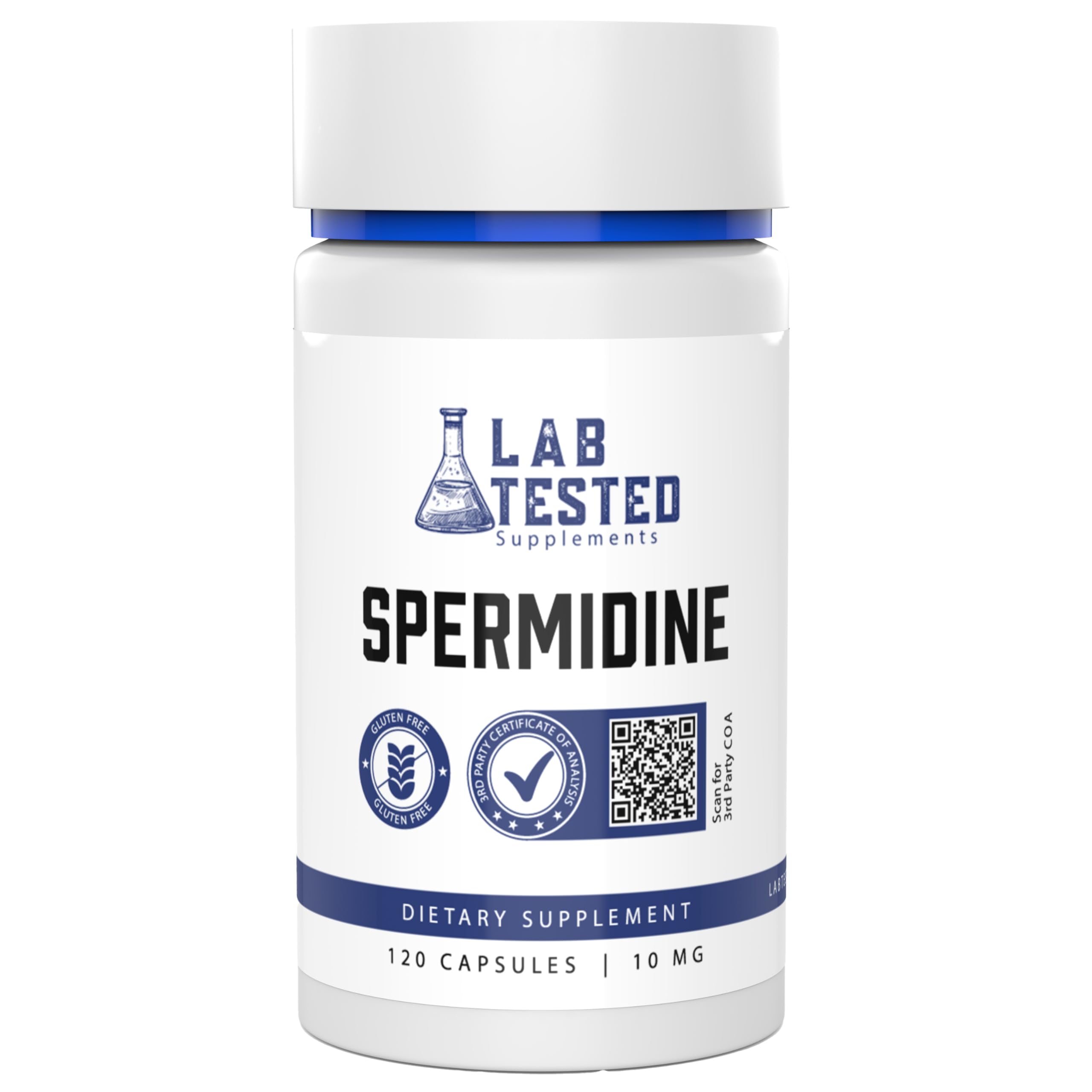 Lab Tested Spermidine 3HCl Trihydrochloride - 120 x 10mg Capsules | 3rd-Party COA