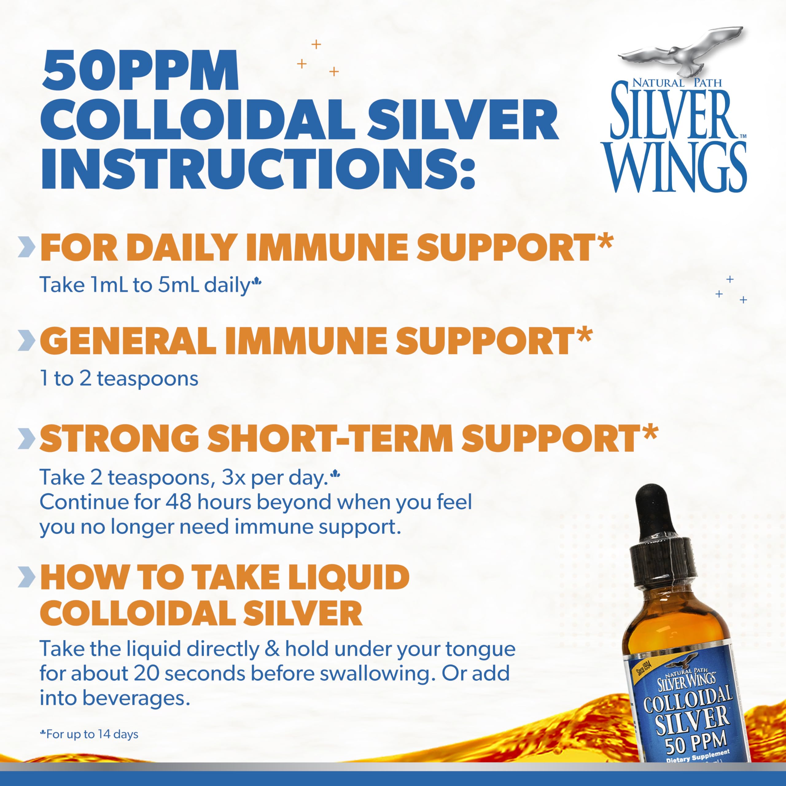 Natural Path Silver Wings Colloidal Silver 50ppm – Immune Support (2 oz Dropper)