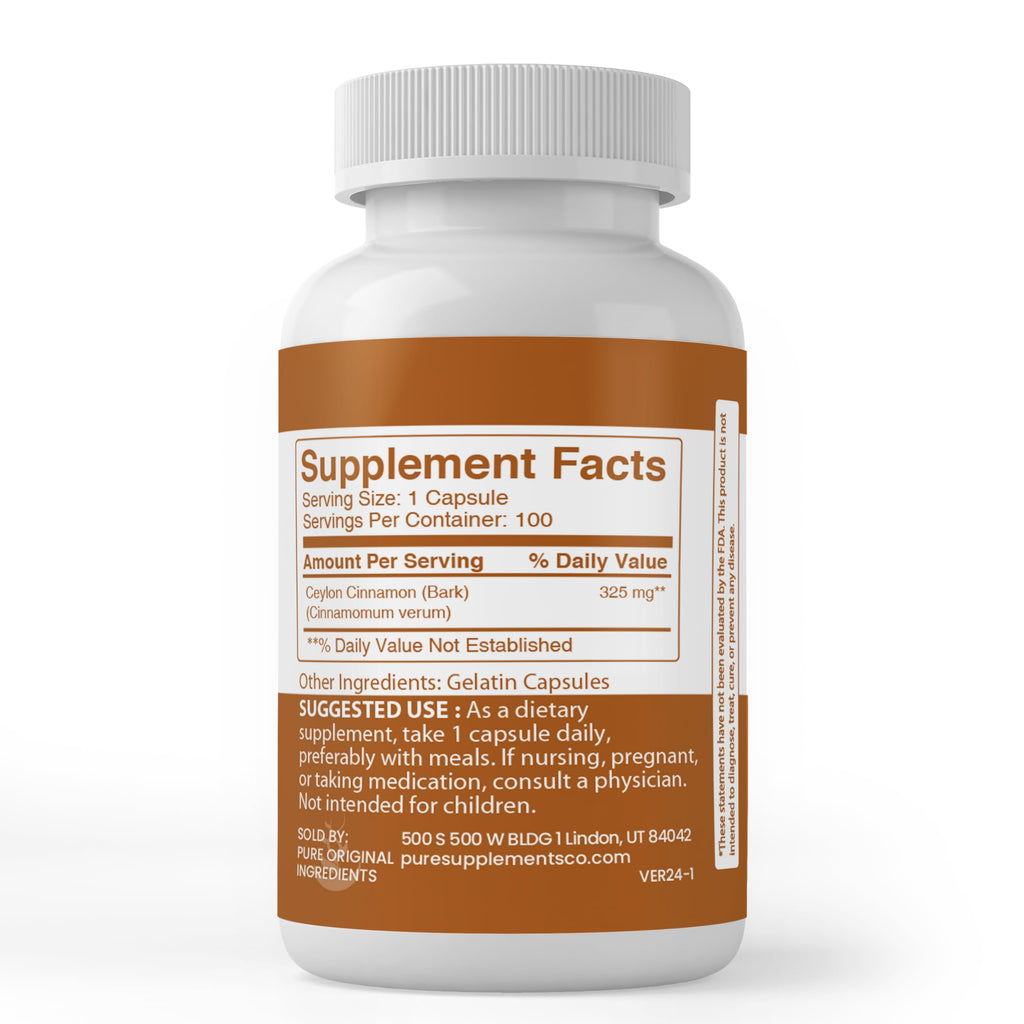 Pure Original Ceylon Cinnamon Capsules – Always Pure, Lab Verified