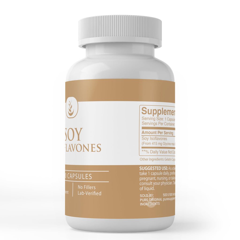 Pure Original Soy Isoflavones - 100 Capsules | No Additives, Lab Verified