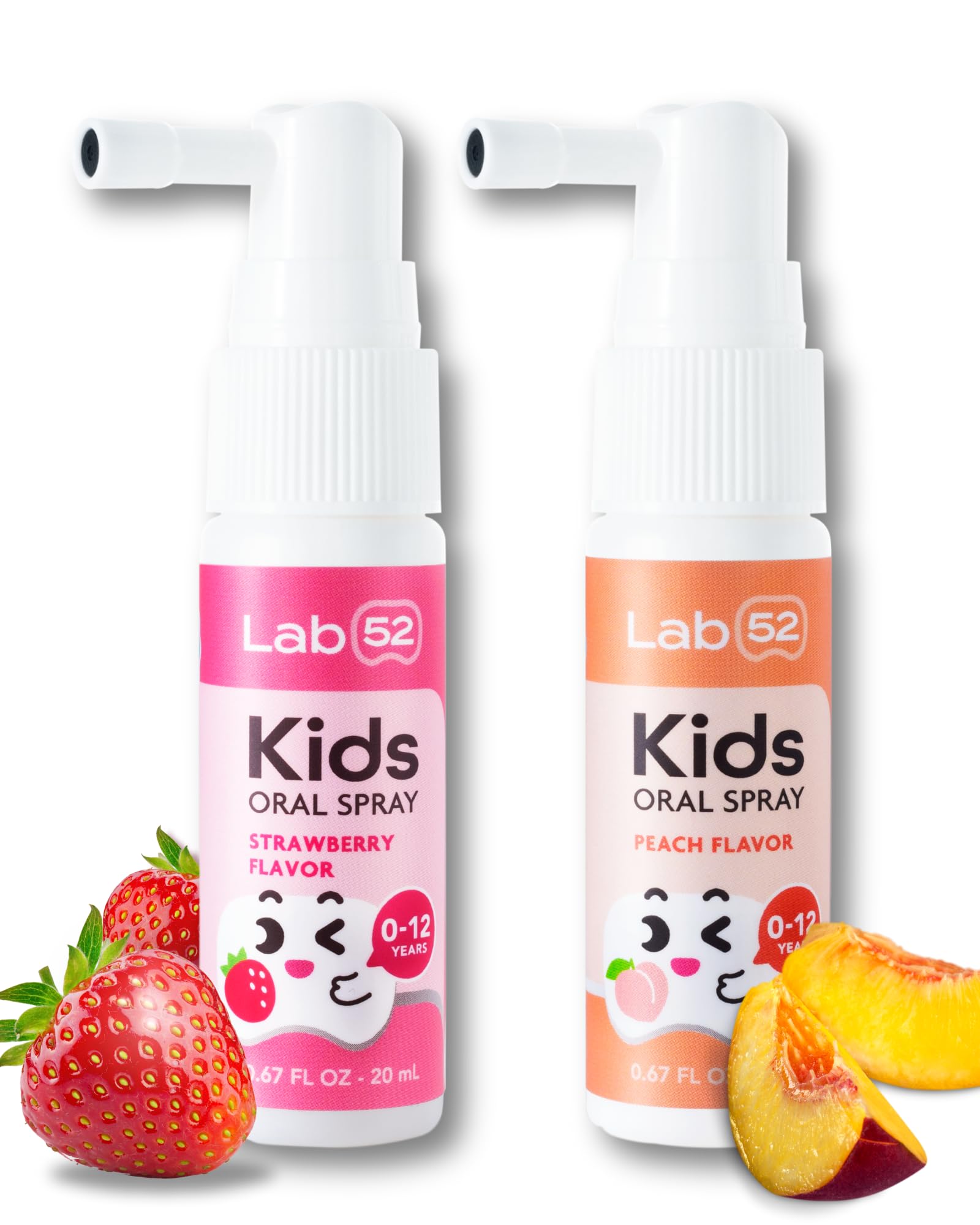 LAB52 Kids Oral Spray – Fluoride Free Toddler Oral Care for Newborn to Preschool | Strawberry & Peach, Xylitol