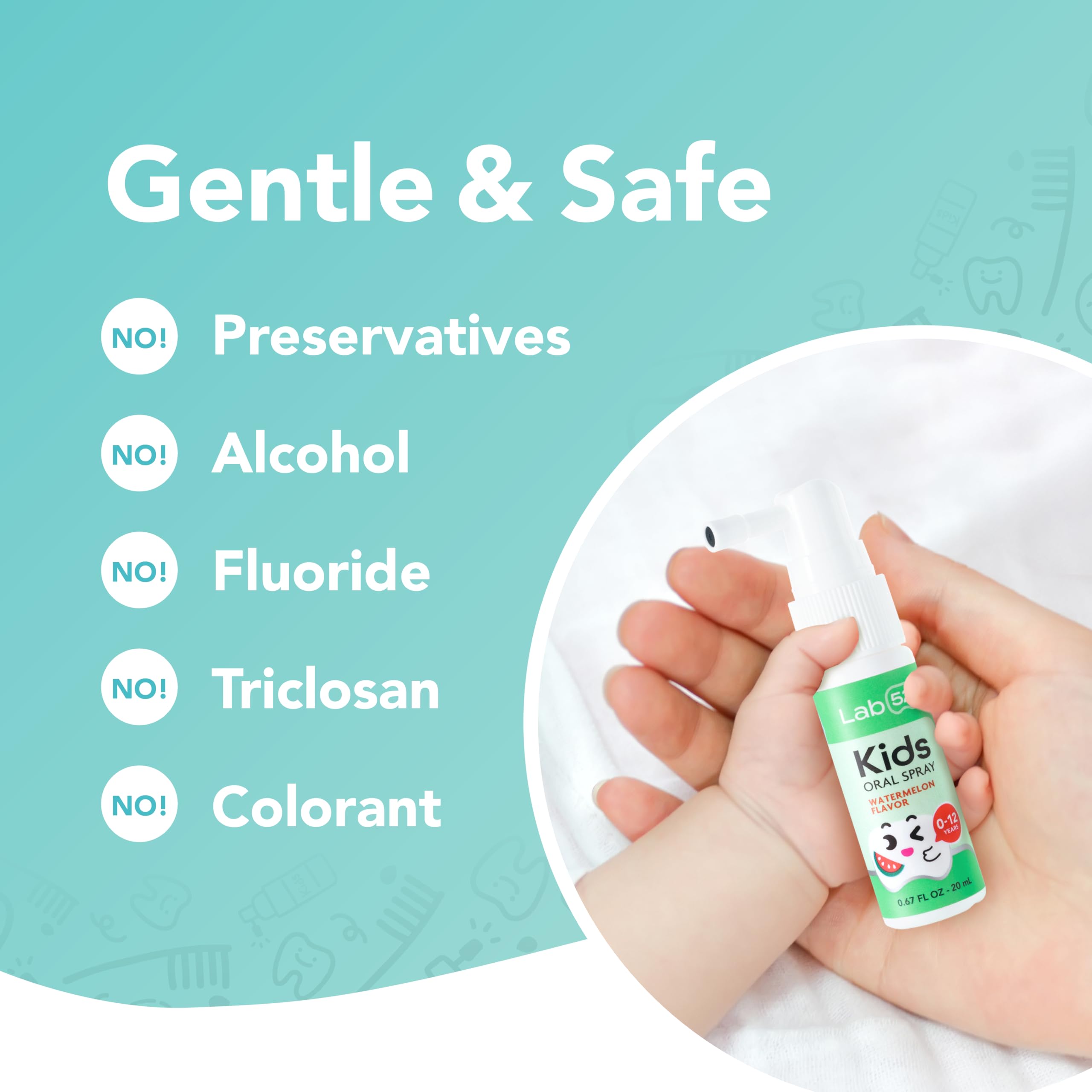 LAB52 Kids Oral Spray - Fluoride Free Toddler Toothpaste Helper (Newborn to Preschool, Strawberry & Grape)