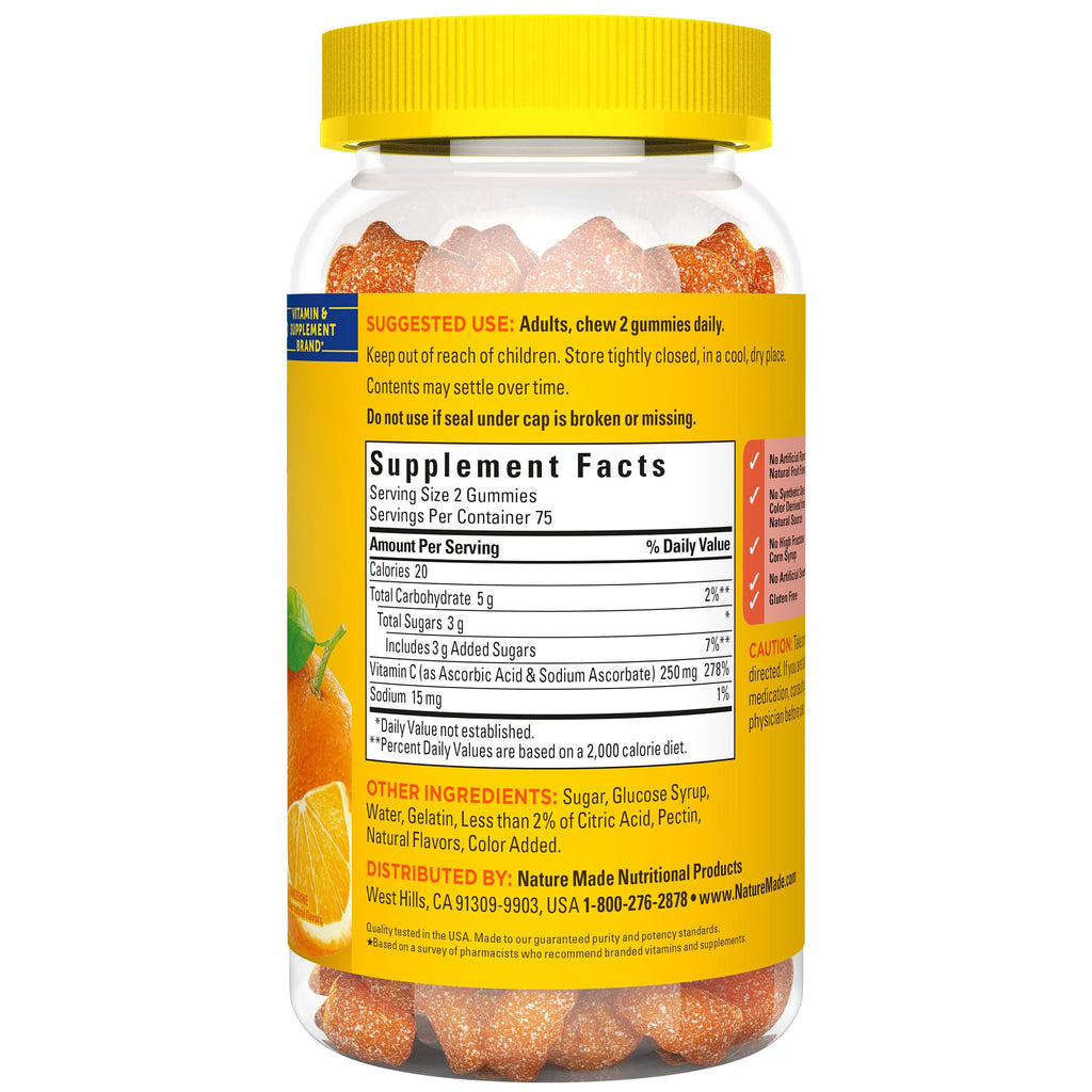 Nature Made Vitamin C 250 mg Gummies – Immune Support, 150 Count (75 Day Supply)