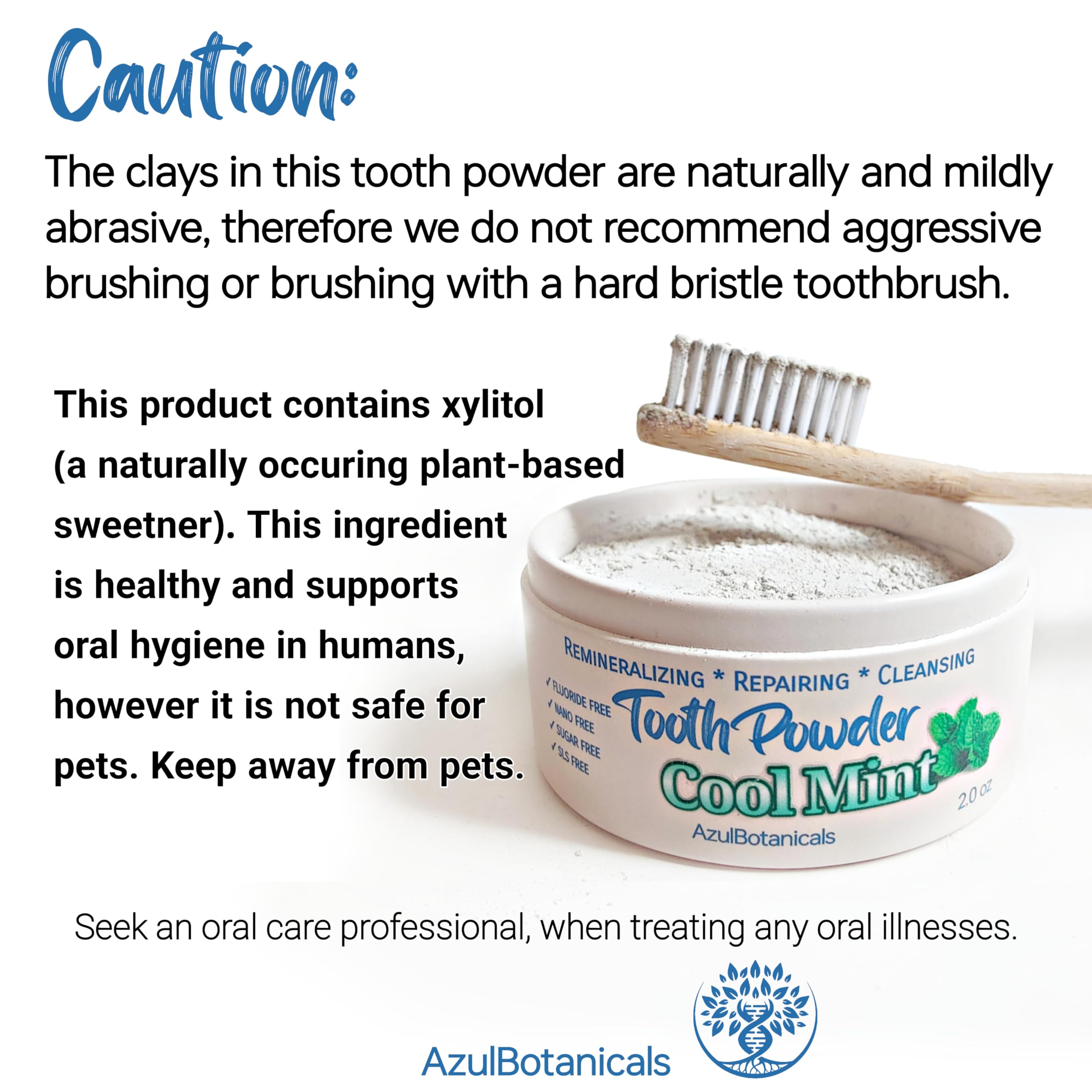 Remineralizing Tooth Powder - Cool Mint (Fluoride Free, SLS Free, Nano Free)