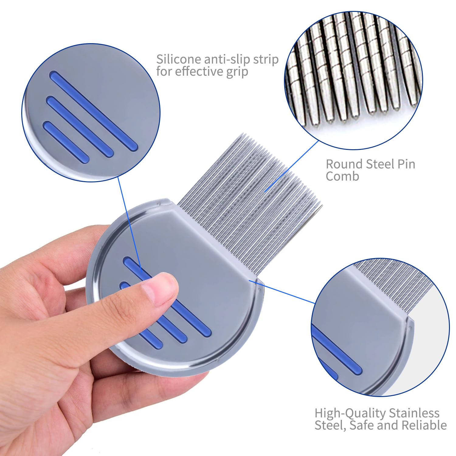 LABOTA 9 Pcs Lice & Flea Comb Set | Double-Sided Plastic Combs + Stainless Steel Nit Comb