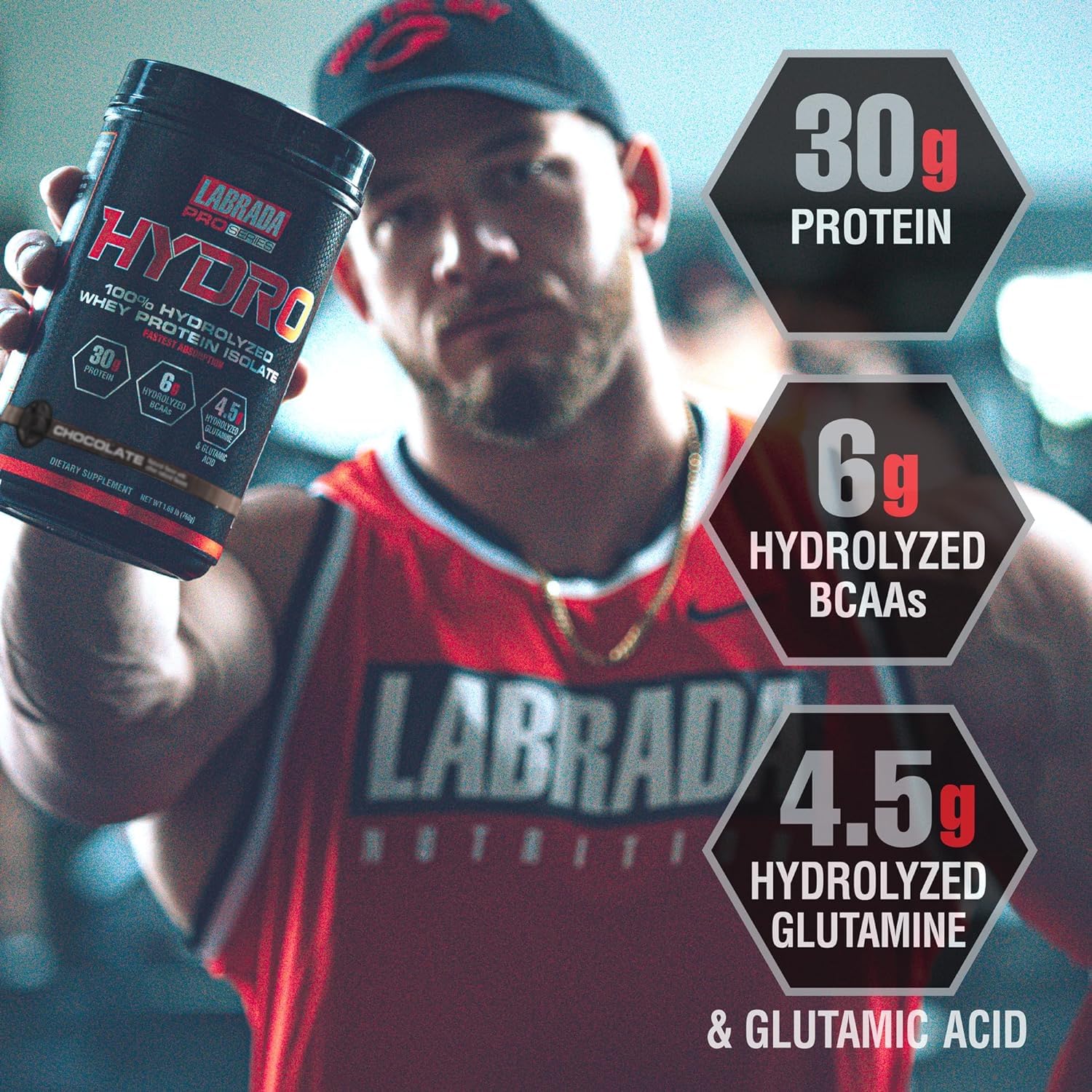 LABRADA Hydro 100% Pure Hydrolyzed Whey Protein Isolate Powder – Lactose Free, Gluten Free, Chocolate, 47 Servings, 4 lb