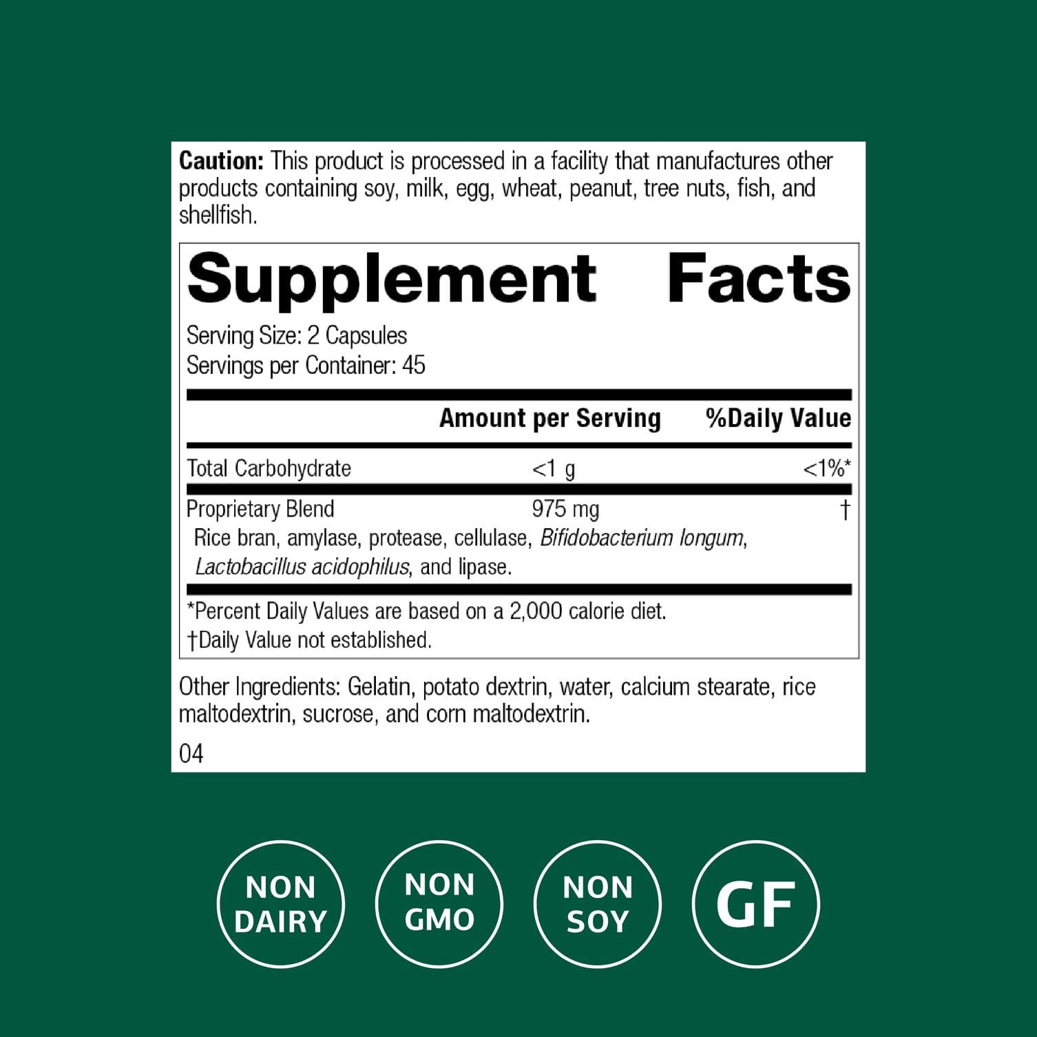 Standard Process Lact-ENZ – Whole Food Immune & Digestive Support, 90 Capsules