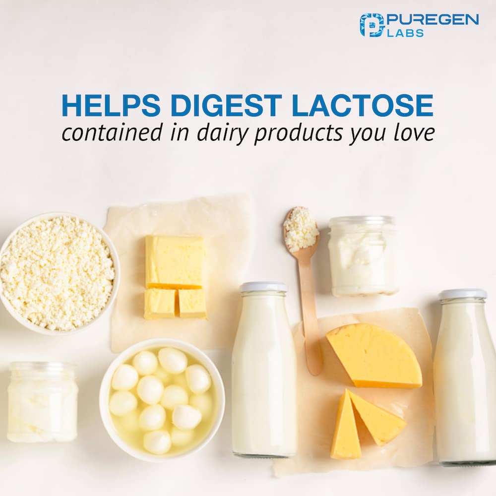 Puregen Labs Dairy Relief – Fast Acting Lactase Enzyme 9000 FCC | Lactose Intolerance Pills 360 Tablets