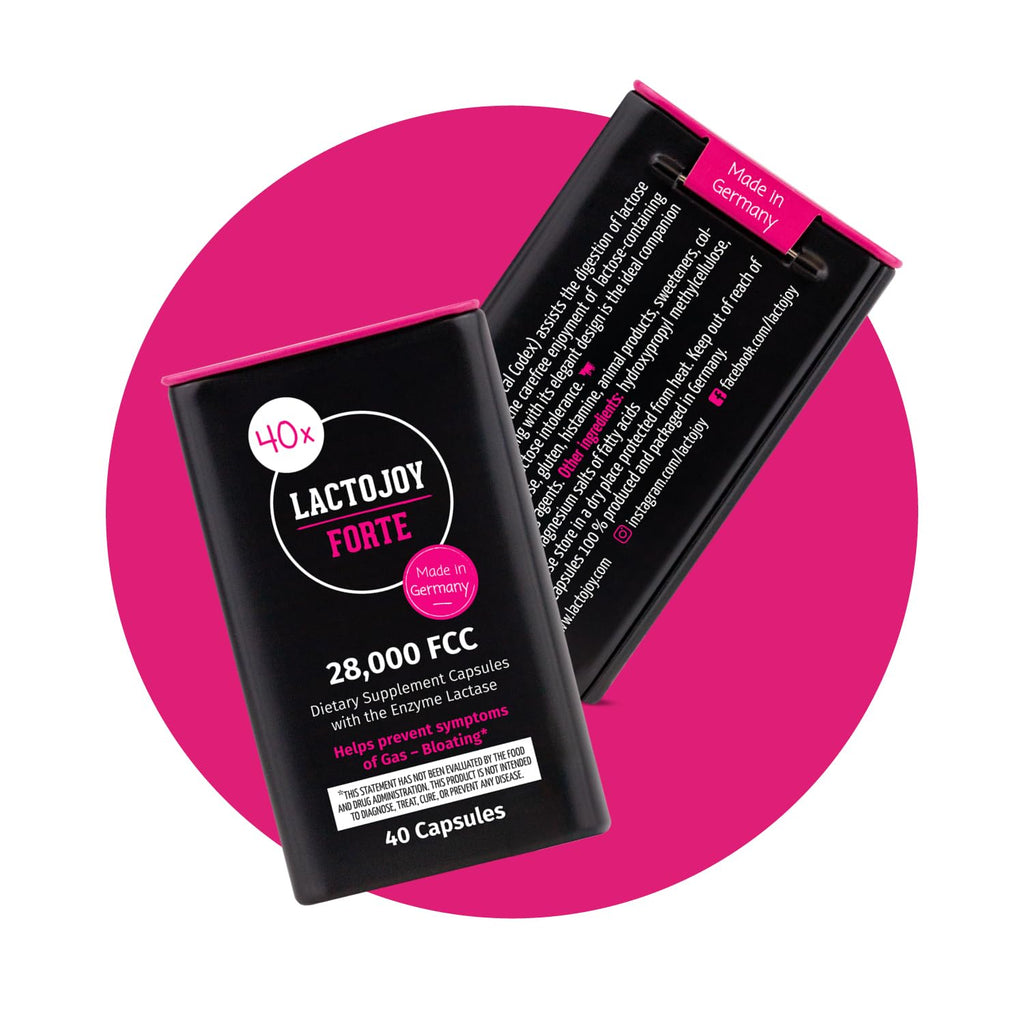 LactoJoy Forte Lactase Capsules - 28,000 FCC, Lactose Intolerance Relief, Vegan, Made in Germany