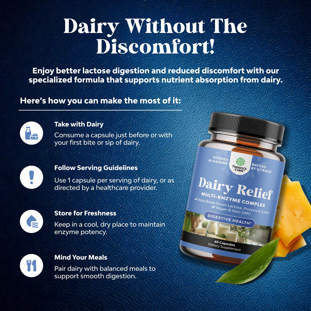 Lactose Intolerance Pills - 60 Days Supply | Fast Acting Dairy Digestive Enzymes