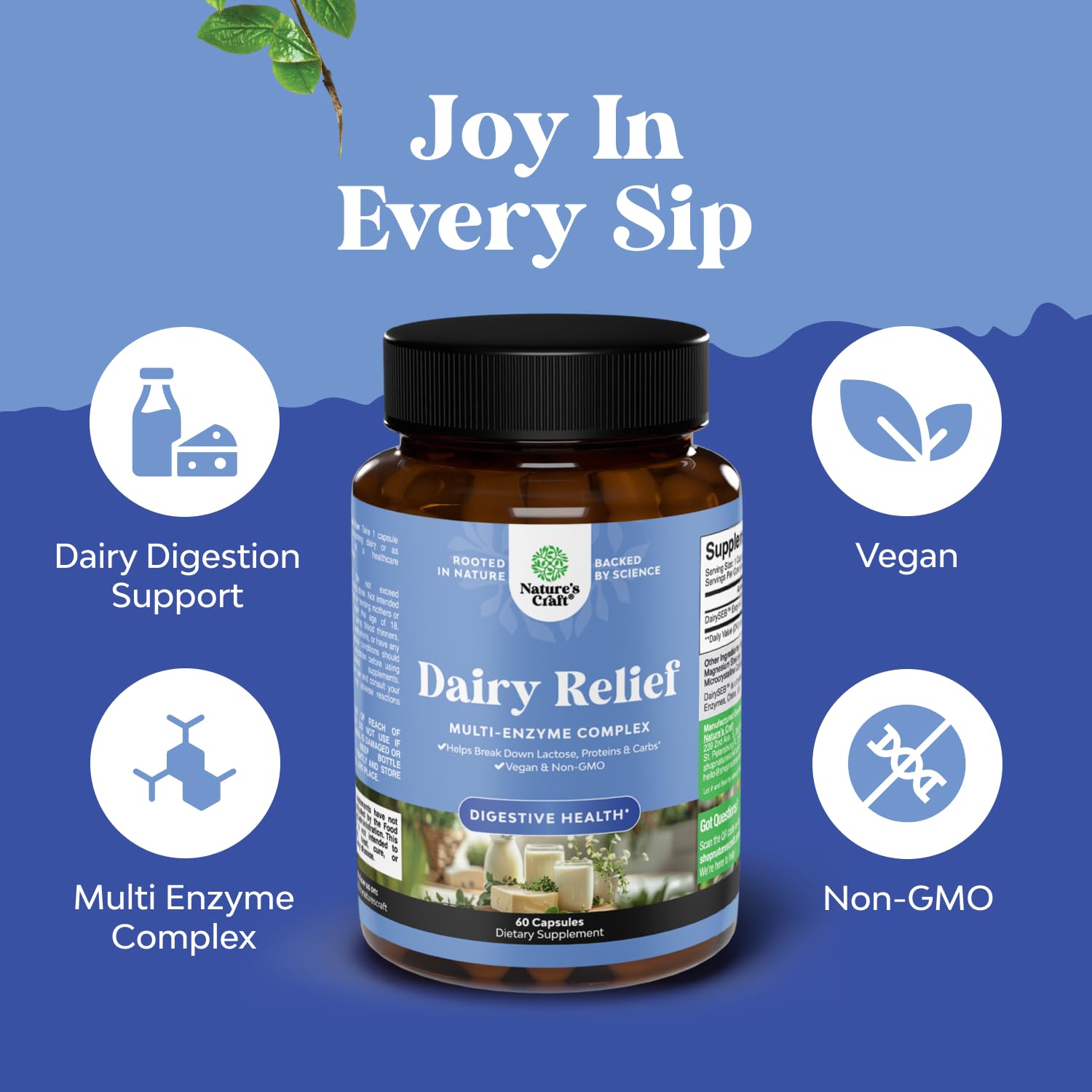 Lactose Intolerance Pills - 60 Days Supply | Fast Acting Dairy Digestive Enzymes