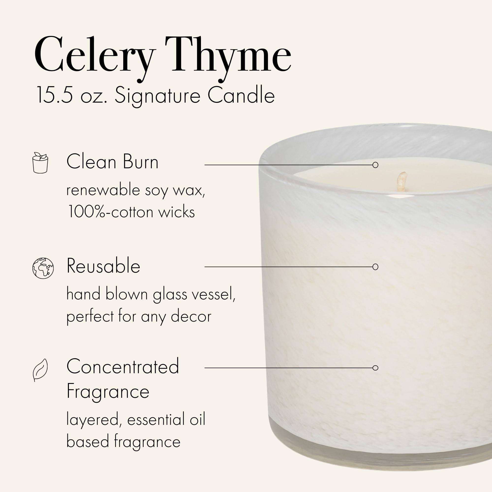 LAFCO New York Signature Candle Celery Thyme – 15.5 oz, 90-Hour Burn, USA Made