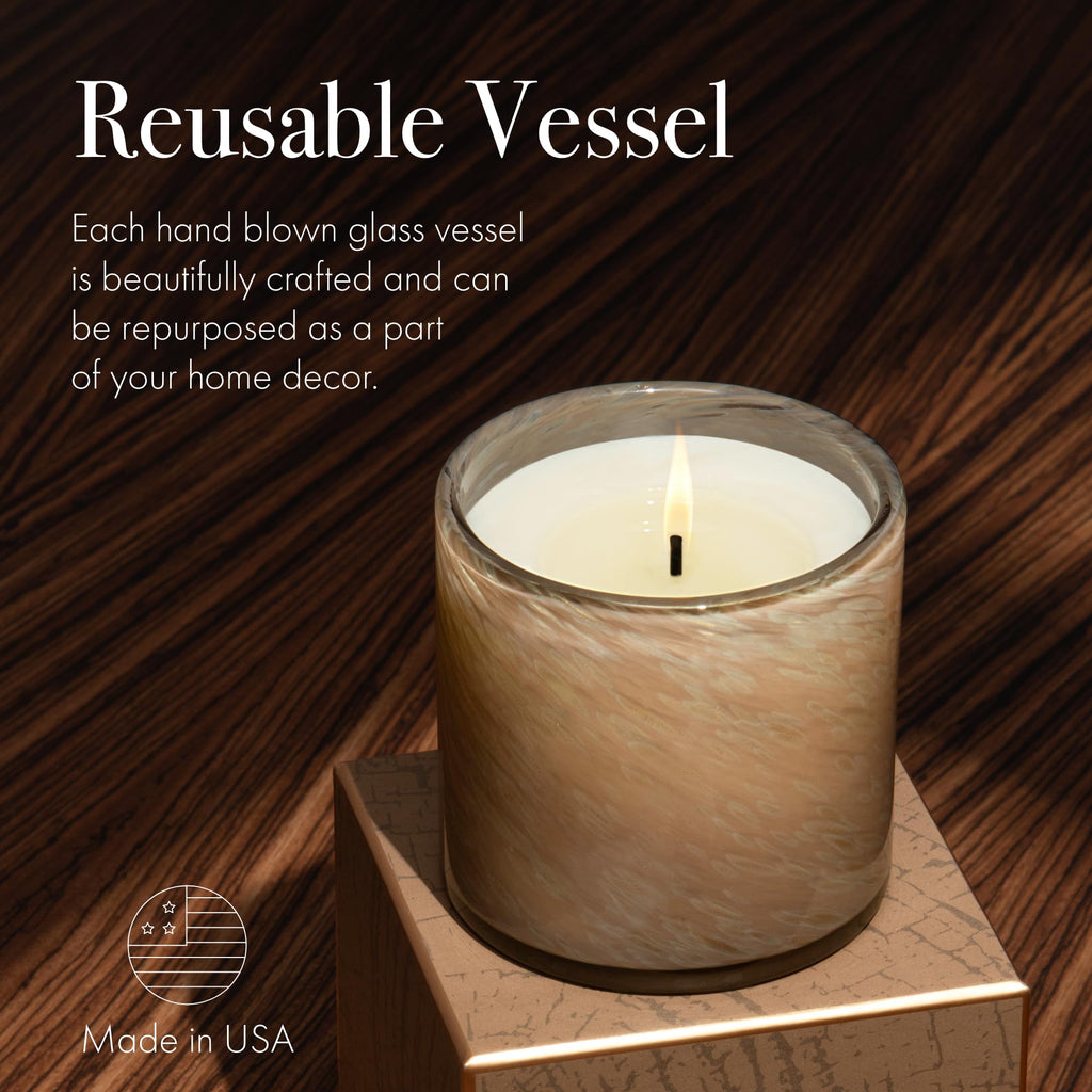 LAFCO New York Holiday Signature Fall Candle | Pumpkin Seed & Sandalwood – 15.5 oz | 90-Hour Burn Time | Reusable Hand-Blown Glass Vessel | Made in USA