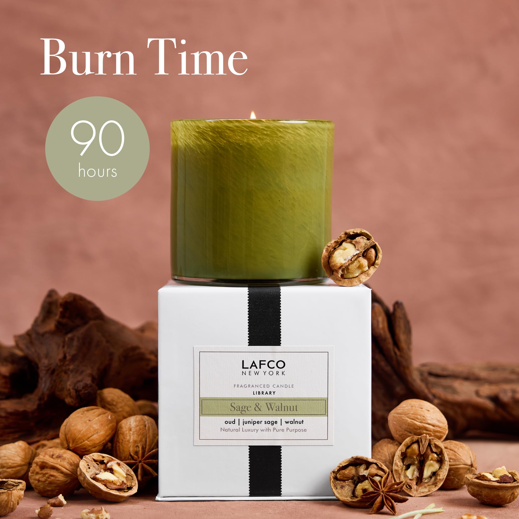 LAFCO New York Signature Candle: Sage & Walnut – 15.5 oz, 90-Hour Burn