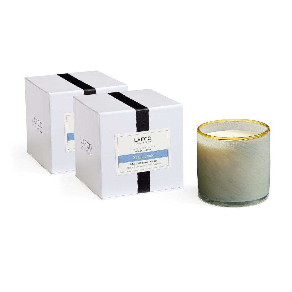 LAFCO New York Signature Candle Sea & Dune 2-Pack • 15.5 oz Each • 90-Hour Burn • Hand Blown Glass Vessel • Made in USA