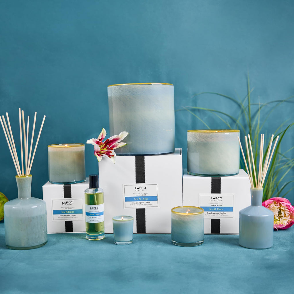 LAFCO New York Signature Candle Sea & Dune 2-Pack • 15.5 oz Each • 90-Hour Burn • Hand Blown Glass Vessel • Made in USA