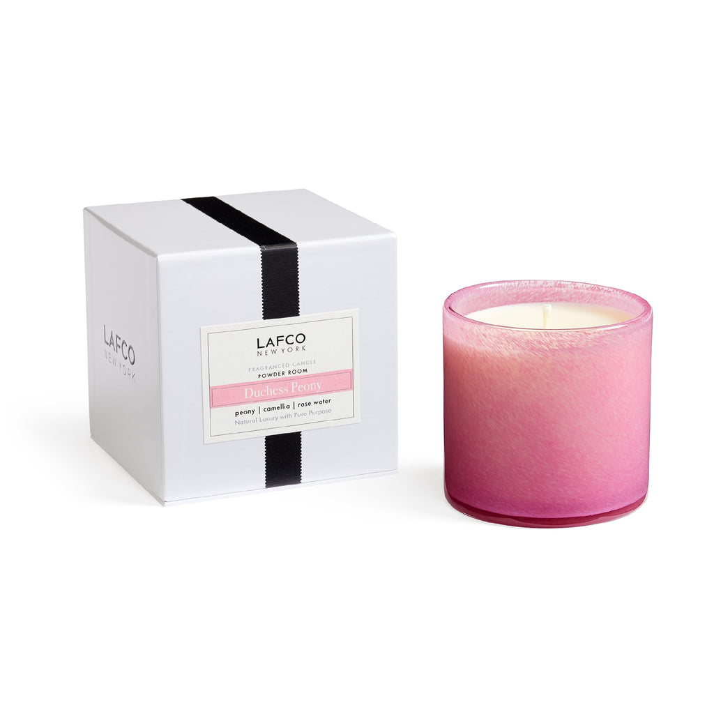 LAFCO New York Signature Candle Duchess Peony - 15.5 oz | 90-Hour Burn Time | Reusable Hand-Blown Glass Vessel | Made in The USA