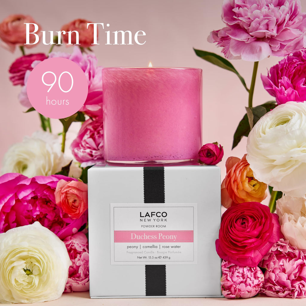 LAFCO New York Signature Candle Duchess Peony - 15.5 oz | 90-Hour Burn Time | Reusable Hand-Blown Glass Vessel | Made in The USA