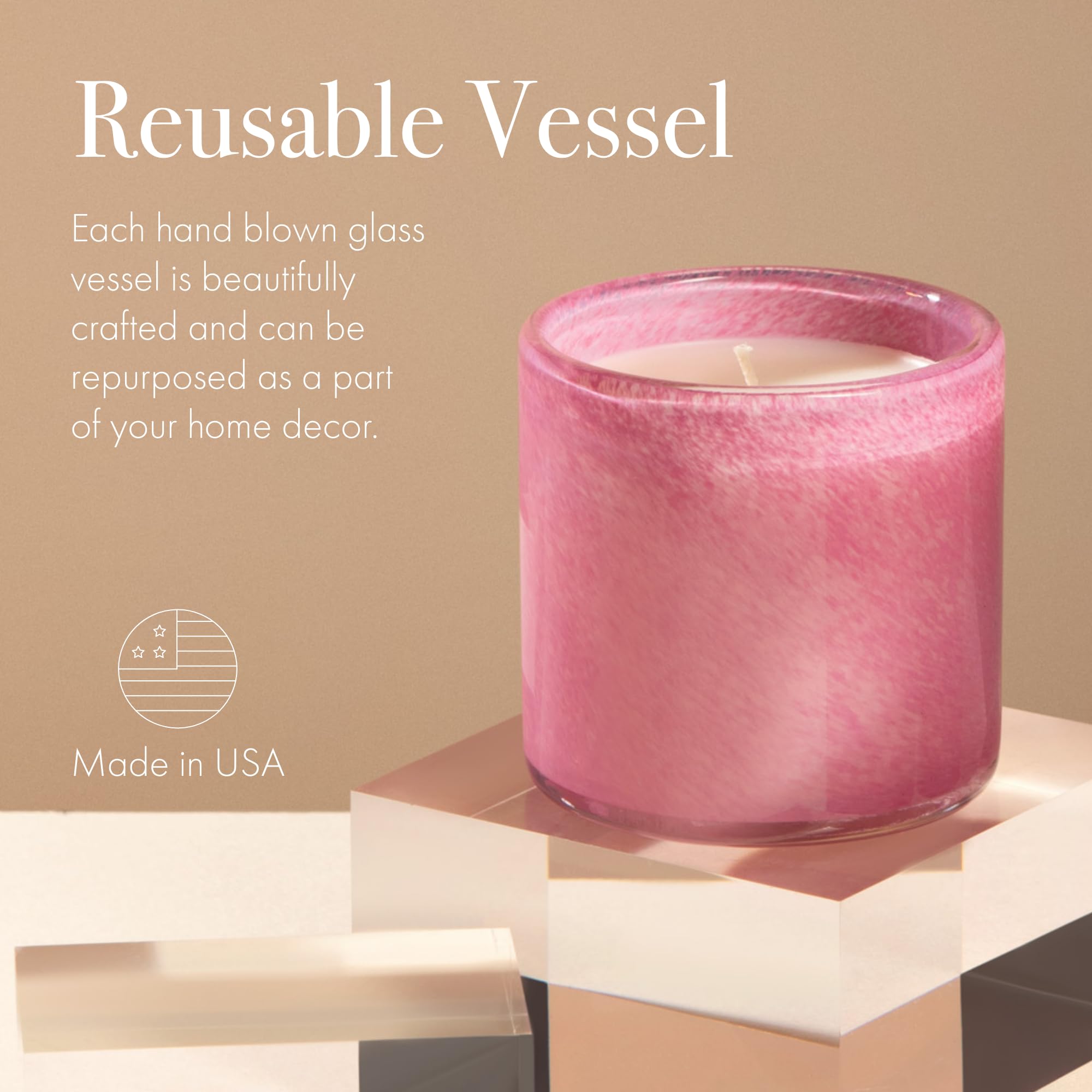LAFCO New York Signature Candle Duchess Peony - 15.5 oz | 90-Hour Burn Time | Reusable Hand-Blown Glass Vessel | Made in The USA