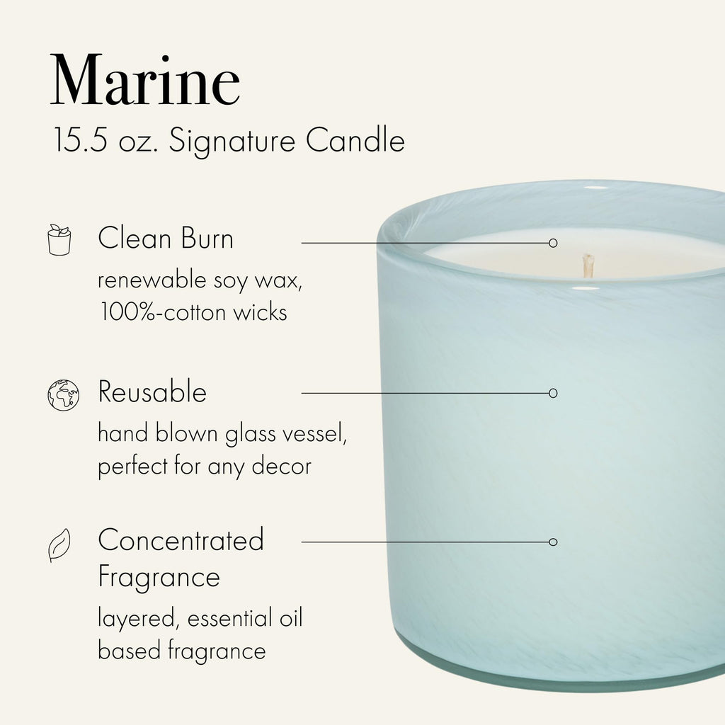 LAFCO New York Marine Signature Candle – 15.5 oz, 90-Hour Burn, USA Made