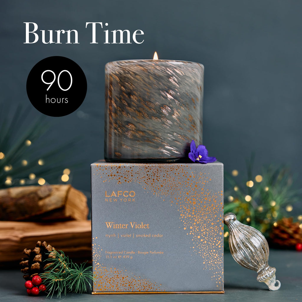 LAFCO New York Holiday Signature Candle – Winter Violet, 15.5 oz | 90-Hour Burn Time