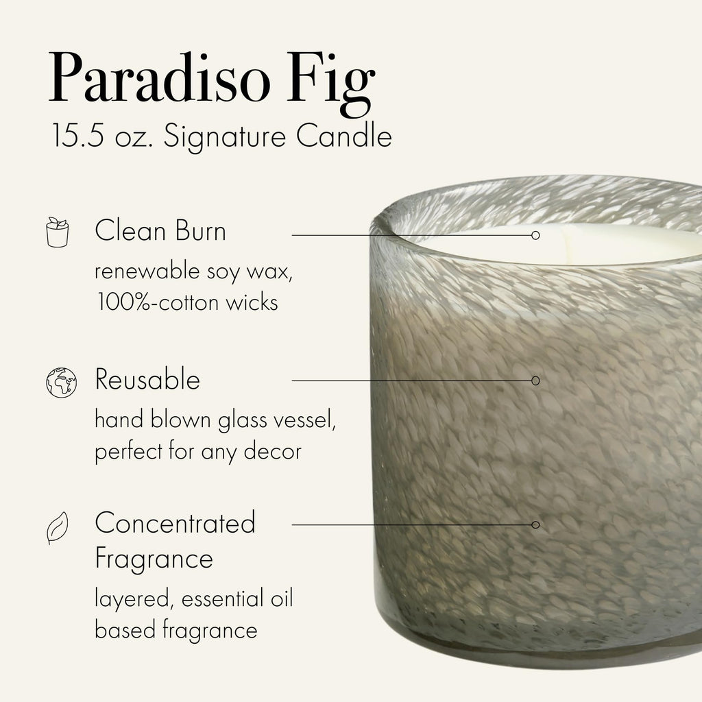 LAFCO New York Paradiso Fig Candle – 15.5 oz, 90-Hour Burn, Reusable Glass Vessel