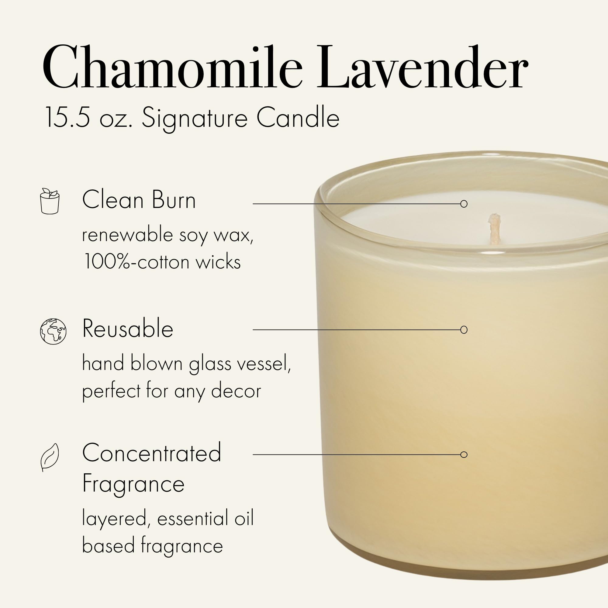 LAFCO New York Signature Candle – Chamomile Lavender, 15.5 oz, 90-Hour Burn, USA Made