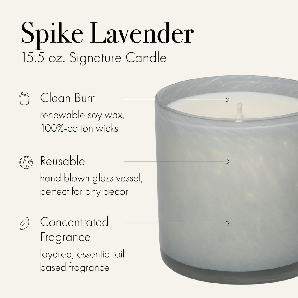 LAFCO New York Signature Candle - Spike Lavender | 15.5 oz, 90-Hour Burn