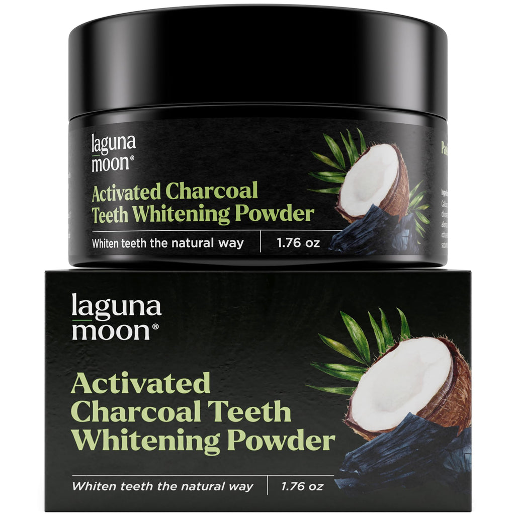 Lagunamoon Activated Charcoal Teeth Whitening Powder 50g – Coconut Charcoal, Safe for Gums