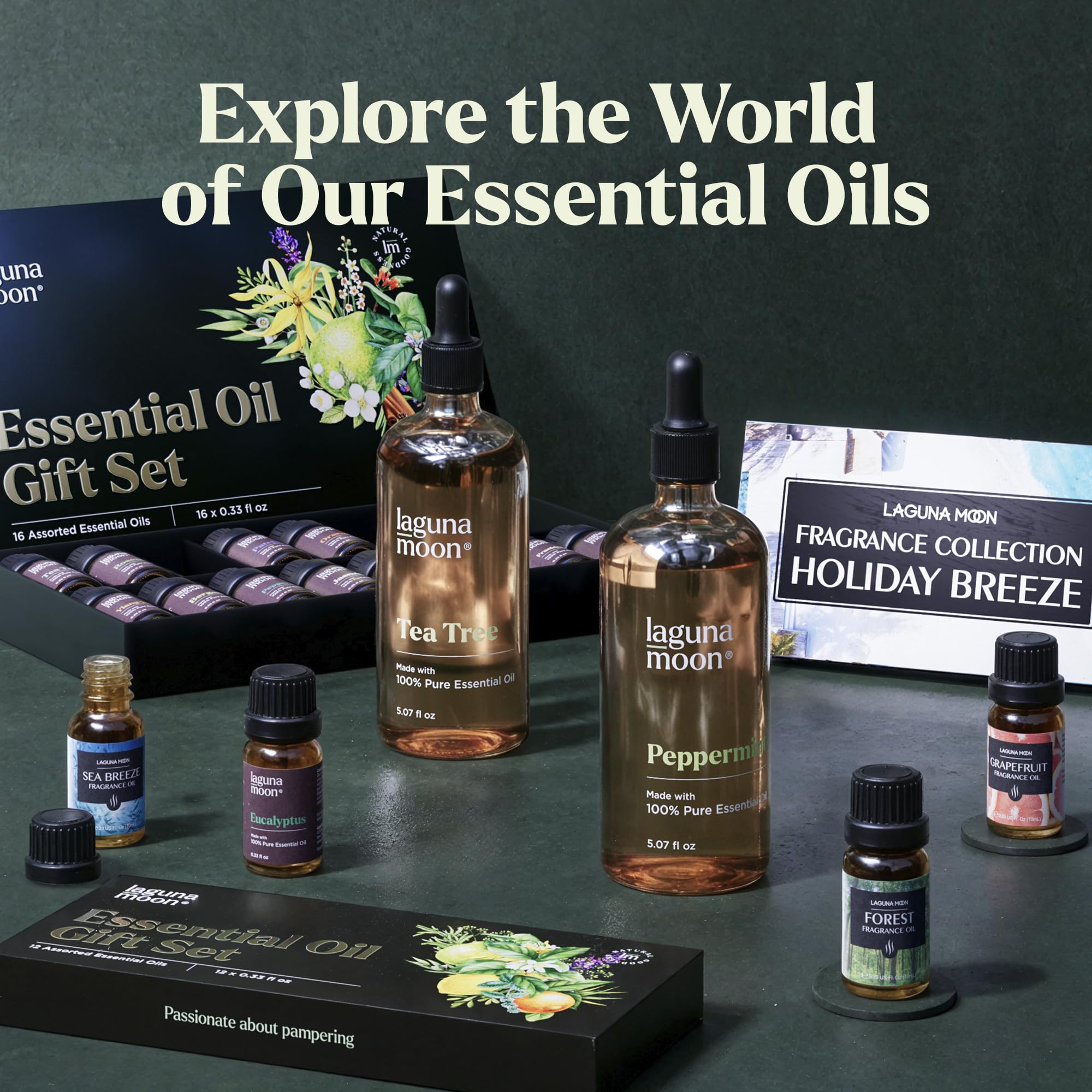 Lagunamoon Summer Essential Oils Set – Holiday Breeze Gift (10ml) Coconut, Pineapple, Grapefruit