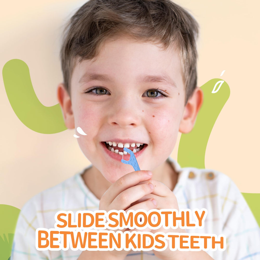 Lakeyface 200 Count Biodegradable Kids Flossers | Eco Friendly Plant-Based Floss Picks, Giraffe Design, No Fluoride, BPA Free