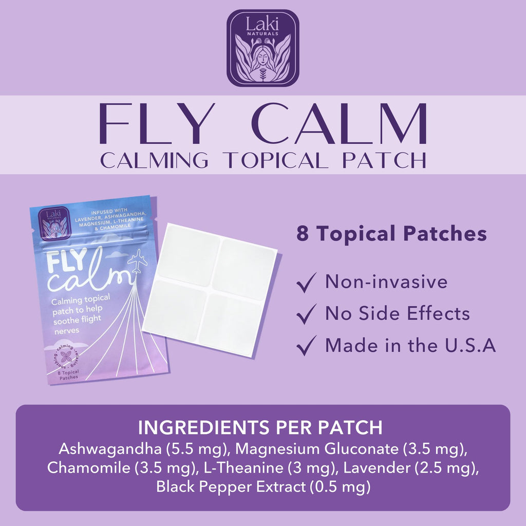 Laki Naturals Fly Calm Patch (2-Pack, 8 per Pack) – Plant-Based Travel Calm