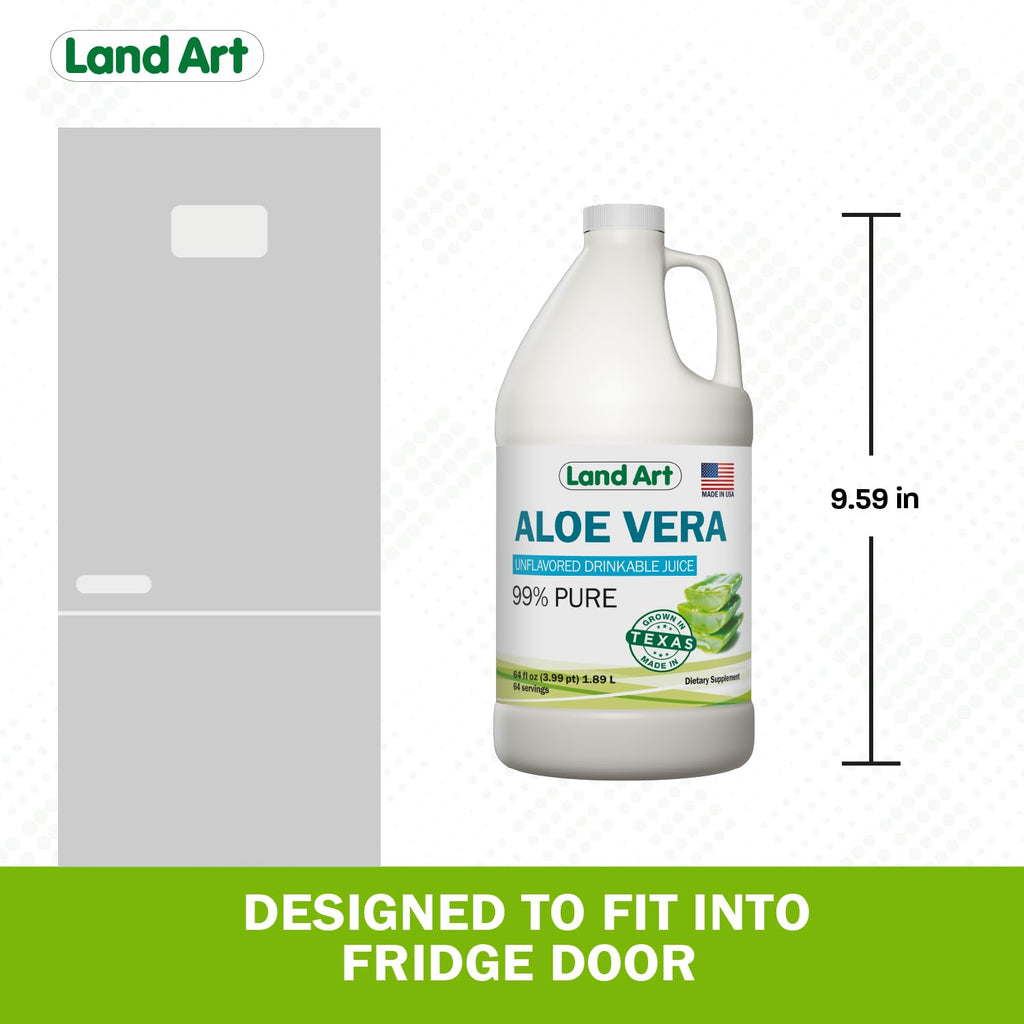 Land Art Pure Aloe Vera Juice Unflavored – 99.7% Organic, Cold-Processed, 64 oz Pack of 2