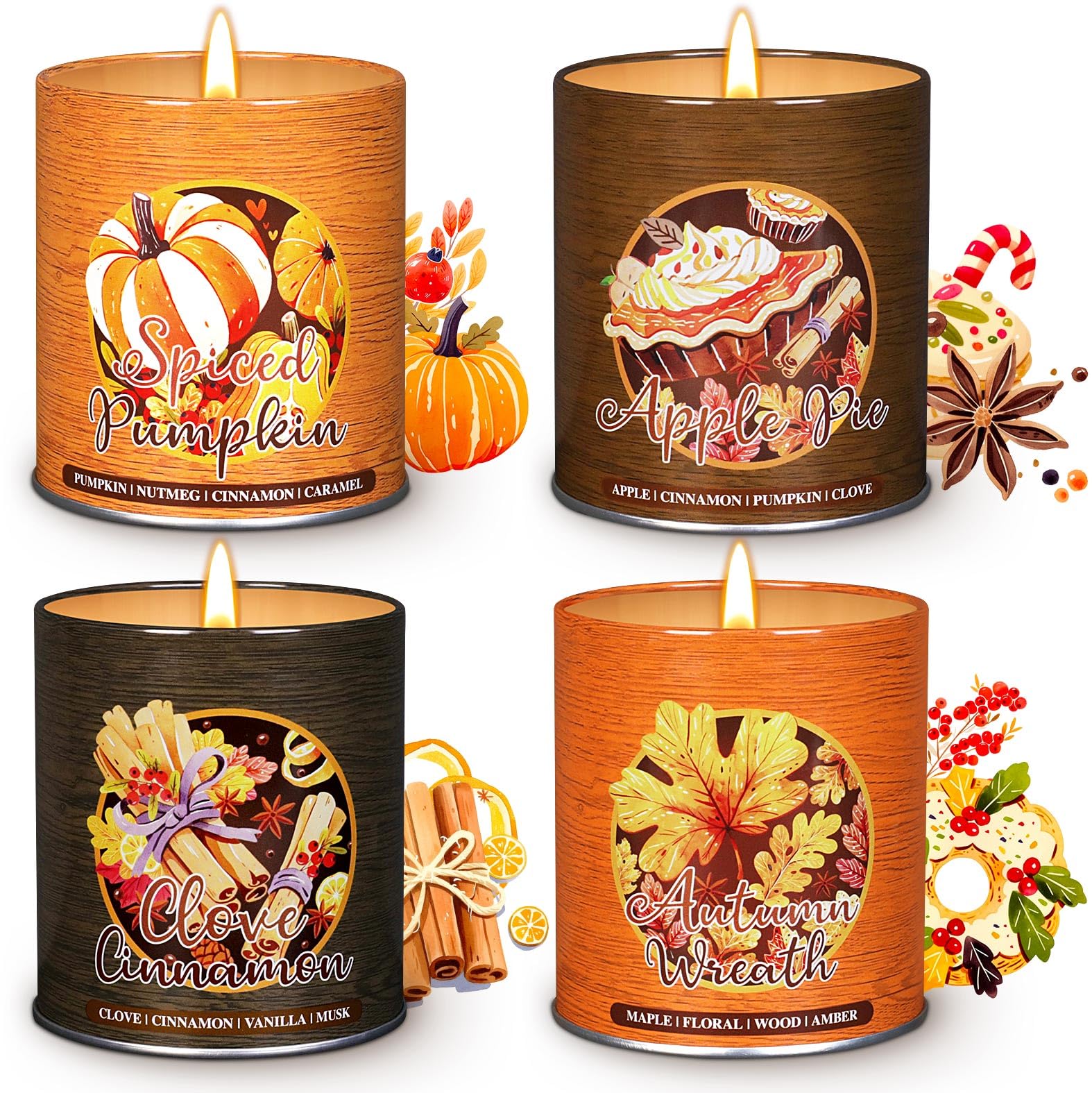 Lanpn Fall Scented Candles Gift Set – 4 Pack 36oz Soy Jar Candles for Autumn & Thanksgiving