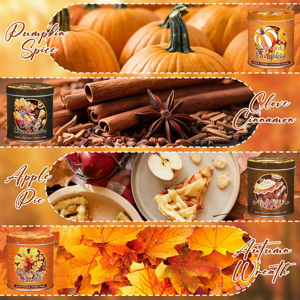 Lanpn Fall Scented Candles Gift Set – 4 Pack 36oz Soy Jar Candles for Autumn & Thanksgiving