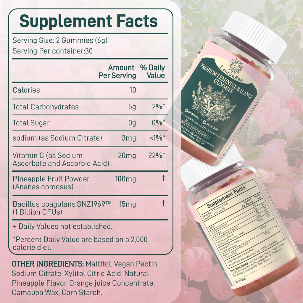 LanranBee Premium Feminine Balance Gummies – Women’s Health, Immune Support, Vegan, Gluten-Free & Halal
