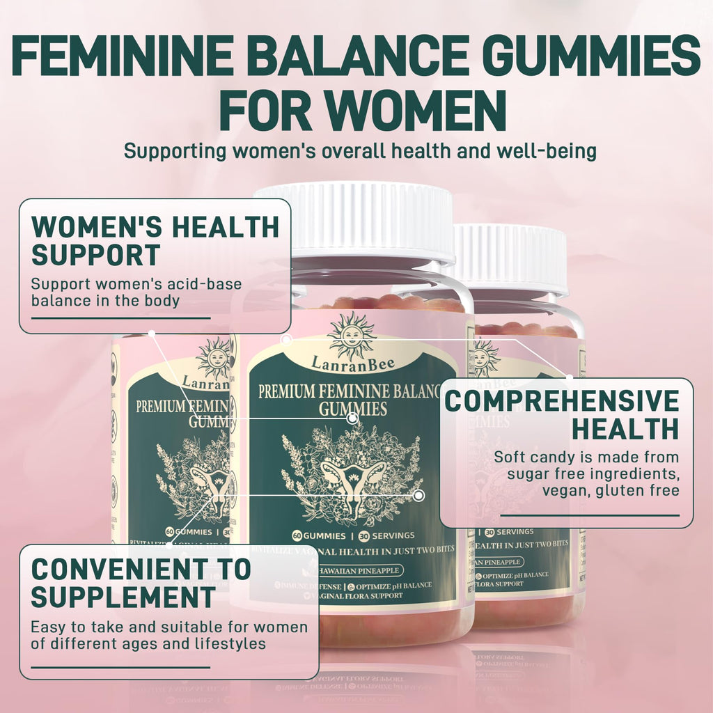 LanranBee Premium Feminine Balance Gummies – Women’s Health, Immune Support, Vegan, Gluten-Free & Halal