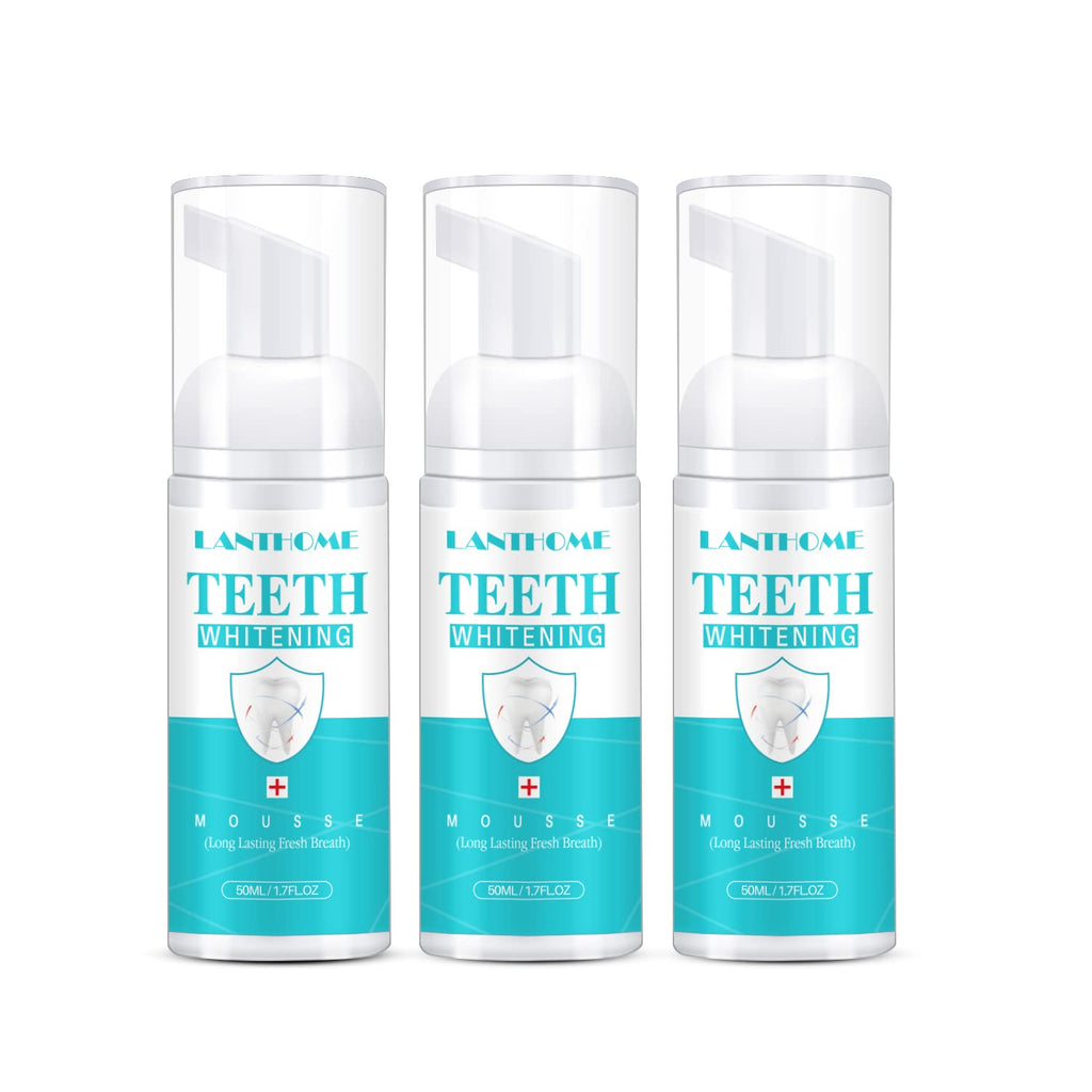 LANTHOME White Foam Teeth Whitening Foam (3PCS) – Easy to Use Tooth Whitener Mousse
