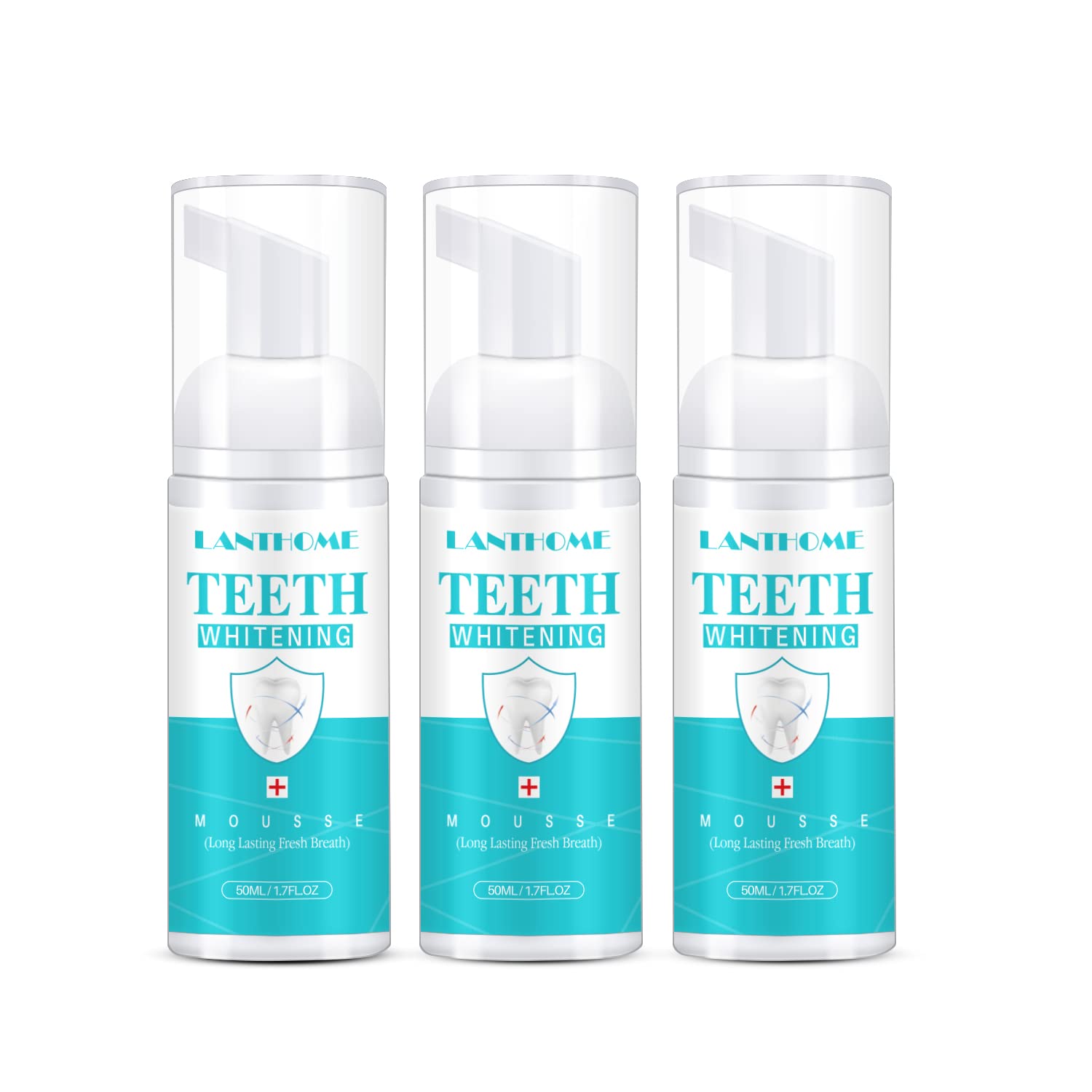 LANTHOME White Foam Teeth Whitening Foam (3PCS) – Easy to Use Tooth Whitener Mousse
