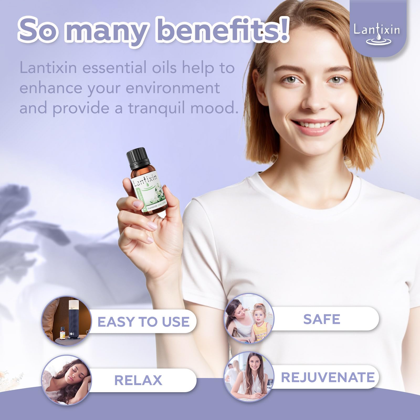 Lantixin Eucalyptus Essential Oil – Pure 0.5 oz | Premium Grade for Diffusers